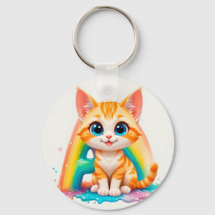 Adorable Cartoon Orange Kitten Keychain
