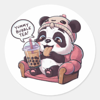 Adorable Cartoon Panda: Cozy, Kawaii Vibes Classic Round Sticker