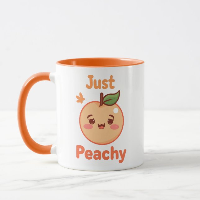 Adorable Cartoon Peach with a Smile Mug (Left)