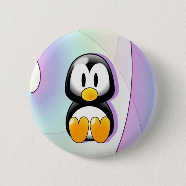 Adorable Cartoon Penguin 2 Inch Round Button (Front)