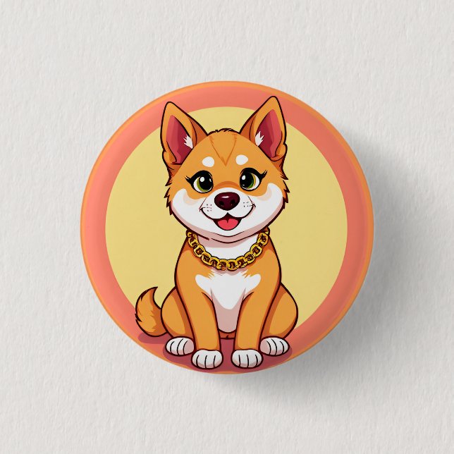 Adorable Cartoon Puppy 1 Inch Round Button (Front)