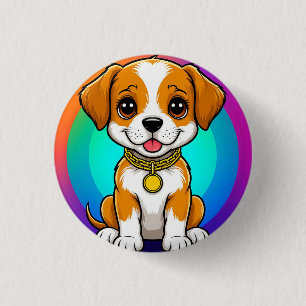 Adorable Cartoon Puppy 1 Inch Round Button