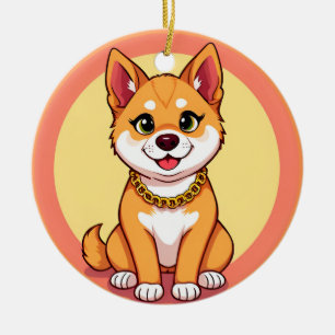 Adorable Cartoon Puppy Ceramic Ornament