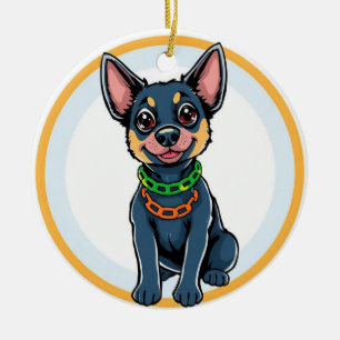 Adorable Cartoon Puppy Ceramic Ornament