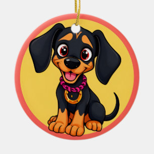 Adorable Cartoon Puppy Ceramic Ornament