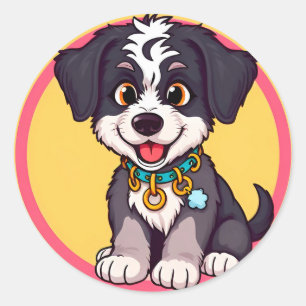 Adorable Cartoon Puppy Classic Round Sticker