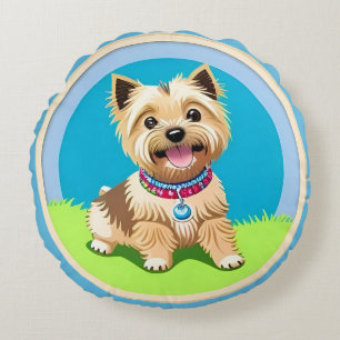 Adorable cartoon puppy for kids room decor round pillow