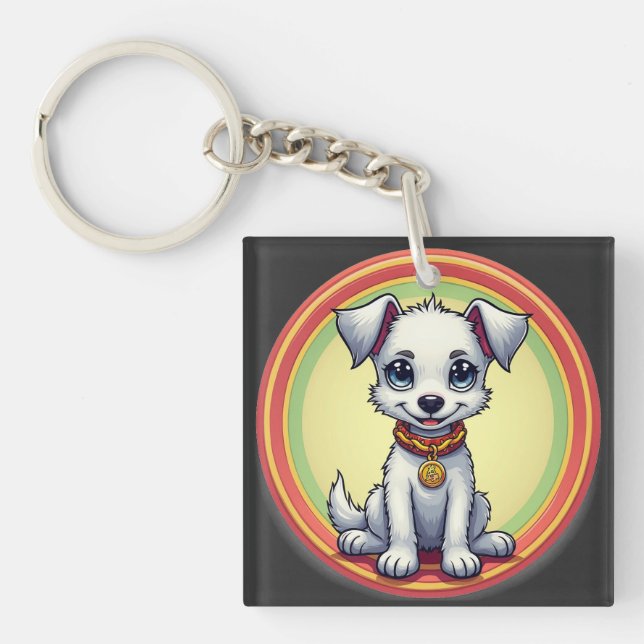 Adorable Cartoon Puppy Keychain (Front)