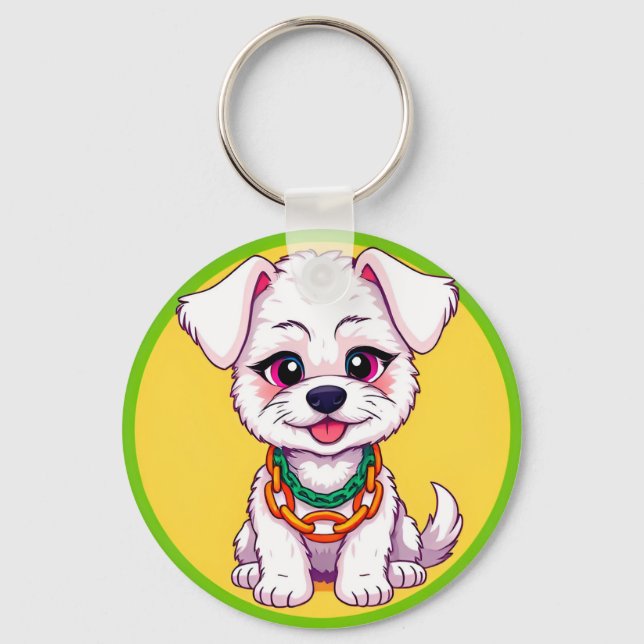 Adorable Cartoon Puppy Keychain (Front)