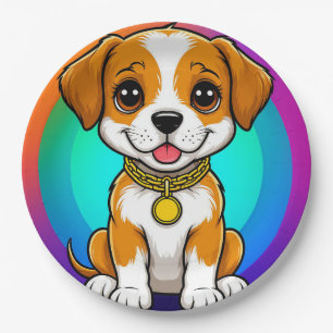 Adorable Cartoon Puppy Paper Plate