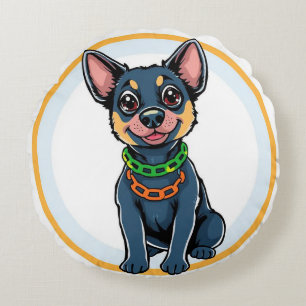 Adorable Cartoon Puppy Round Pillow