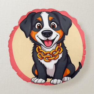 Adorable Cartoon Puppy Round Pillow
