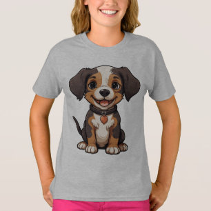 Adorable Cartoon Puppy with a Happy Expression T-Shirt