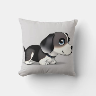 Adorable Cartoon Puppy With Bright Eyes Throw Pillow