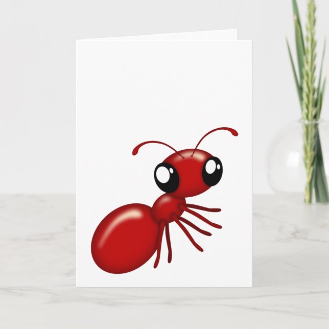 Adorable Cartoon Rouge Ant Blank Cartes pour notes (Devant)