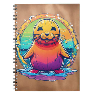 Adorable Cartoon Sea Tiger Illustration Notebook