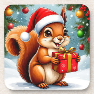 Adorable Cartoon Squirrel Coaster
