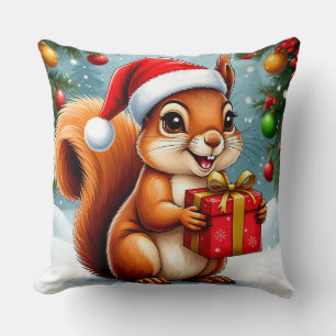 Adorable Cartoon Squirrel Throw Pillow