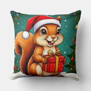 Adorable Cartoon Squirrel Throw Pillow