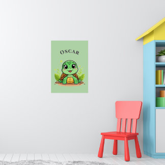 Adorable Cartoon Turtle Smiling ✨ Cozy Nursery Poster
