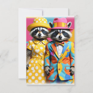 Adorable cartoon witch raccoon card
