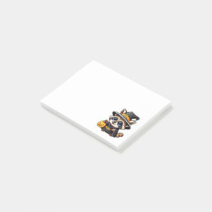 Adorable cartoon witch raccoon post-it notes