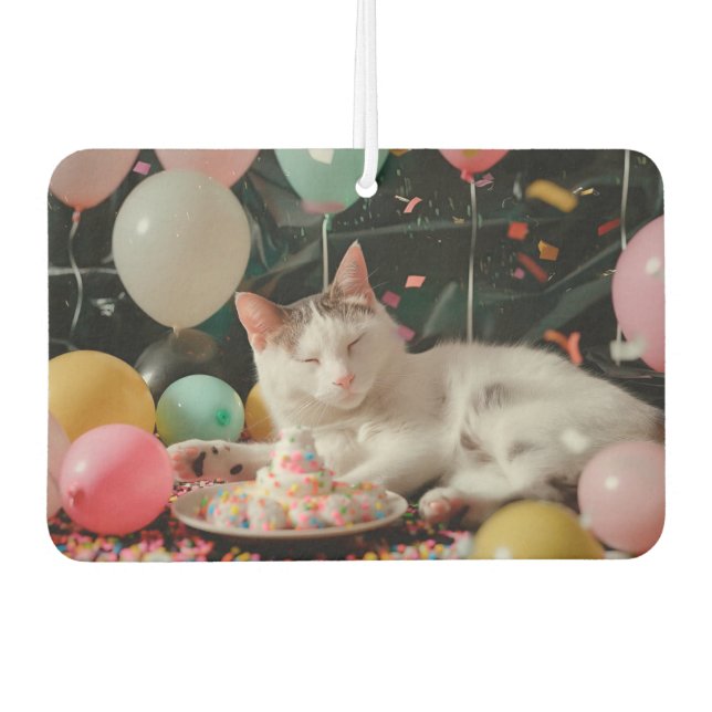 Adorable Cat Birthday Celebration Design Air Freshener (Front)