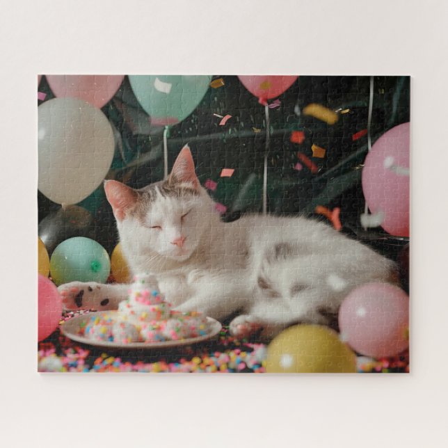 Adorable Cat Birthday Celebration Design Jigsaw Puzzle (Horizontal)