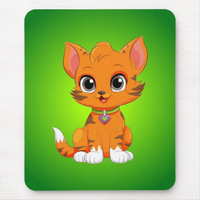 Adorable Cat Cartoon  Mouse Pad (Front)