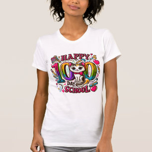 Adorable Cat Celebrates 100th Day of School Cute T-Shirt