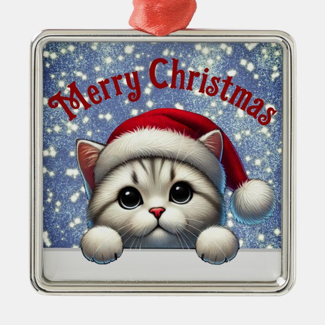 Adorable Cat Christmas Ornament Cute Kitty decor (Front)