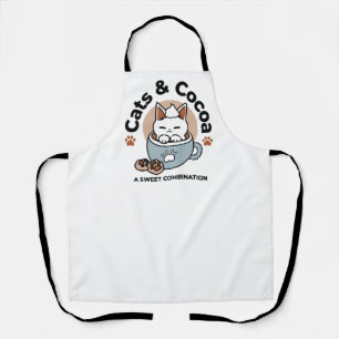 Adorable Cat in Mug Holiday Design - Cat & Cocoa Apron