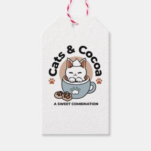 Adorable Cat in Mug Holiday Design - Cat & Cocoa Gift Tags