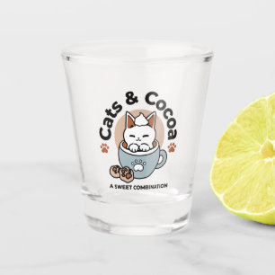 Adorable Cat in Mug Holiday Design - Cat & Cocoa Shot Glass