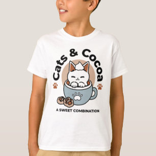 Adorable Cat in Mug Holiday Design - Cat & Cocoa T-Shirt