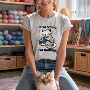 Adorable cat knitting funny saying T-Shirt