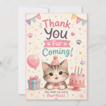 Adorable Cat Lover Birthday Thank You Cards 
