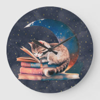Adorable Cat on the Moon Reading A Book