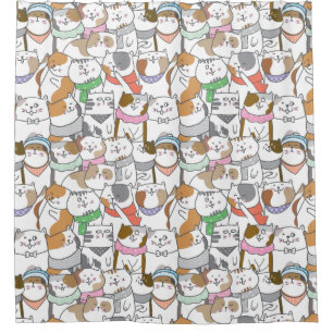 Adorable Cat Pattern Shower Curtain