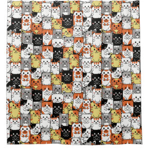 Adorable Cat Pattern Shower Curtain