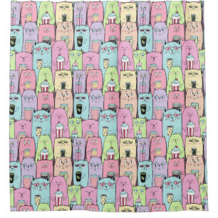 Adorable Cat Pattern Shower Curtain