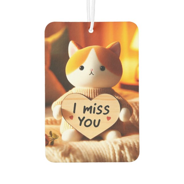 Adorable Cat Plush with Heartfelt Message Air Freshener (Back)
