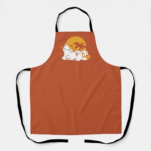 Adorable Cat Relaxing in the Sunshine – Summer Pet Apron (Front)