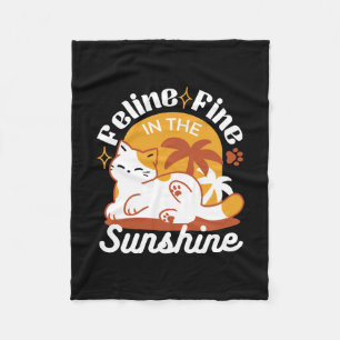 Adorable Cat Relaxing in the Sunshine – Summer Pet Fleece Blanket