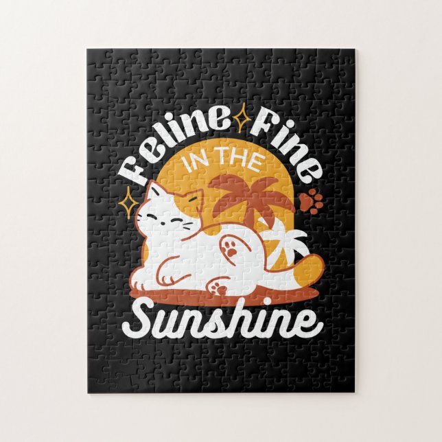 Adorable Cat Relaxing in the Sunshine – Summer Pet Jigsaw Puzzle (Vertical)