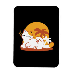 Adorable Cat Relaxing in the Sunshine – Summer Pet Magnet
