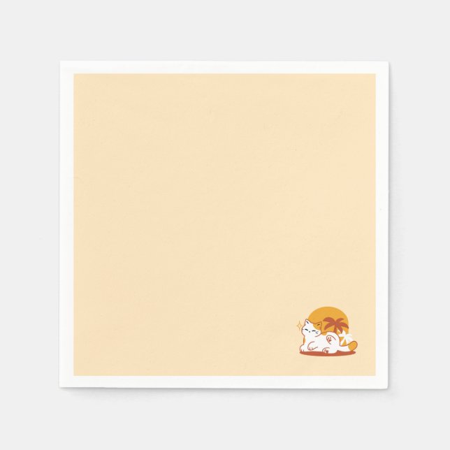Adorable Cat Relaxing in the Sunshine – Summer Pet Napkin (Front)