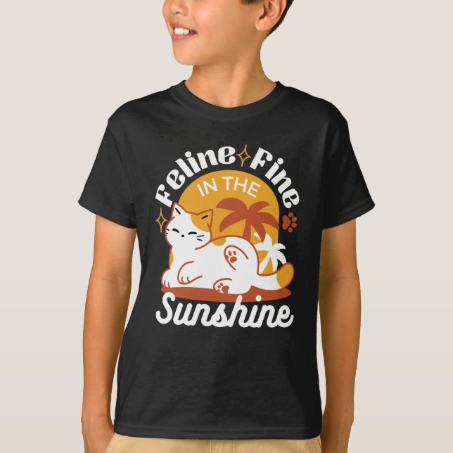 Adorable Cat Relaxing in the Sunshine – Summer Pet T-Shirt (Front)