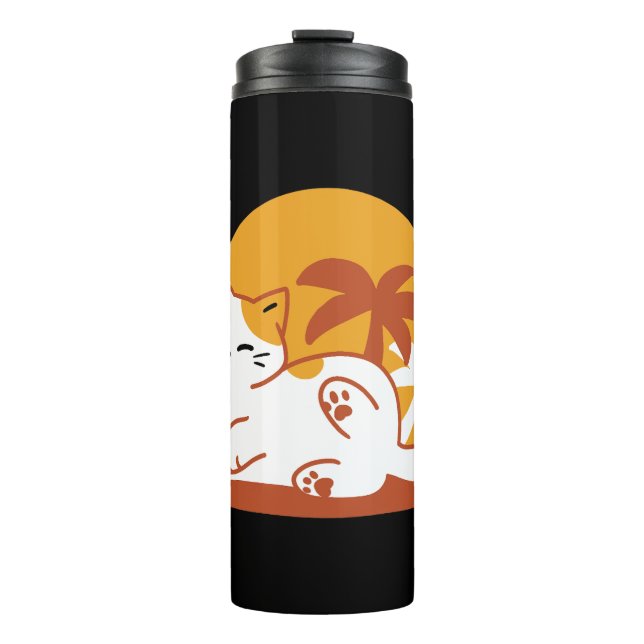 Adorable Cat Relaxing in the Sunshine – Summer Pet Thermal Tumbler (Front)