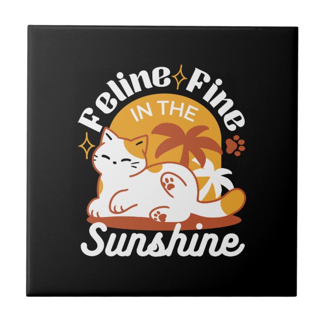 Adorable Cat Relaxing in the Sunshine – Summer Pet Tile (Front)